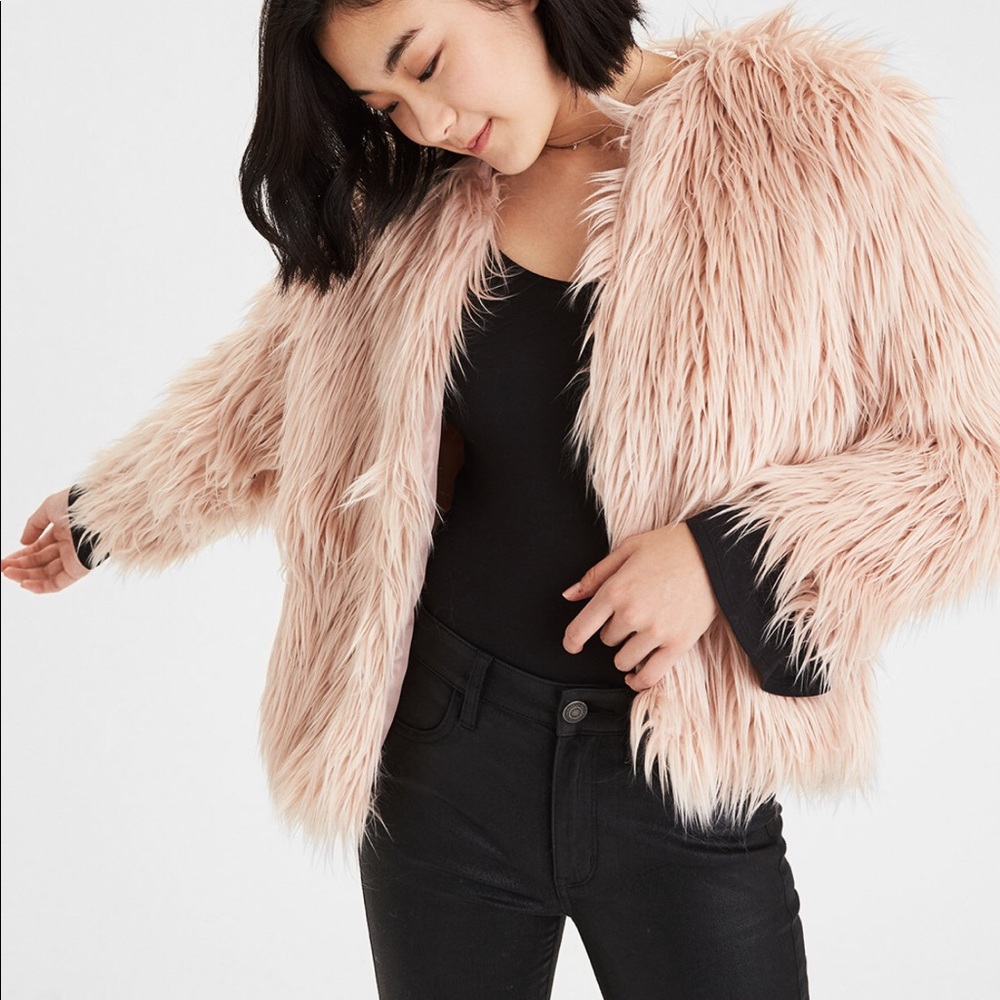 American Eagle faux all pink jacket size Medium